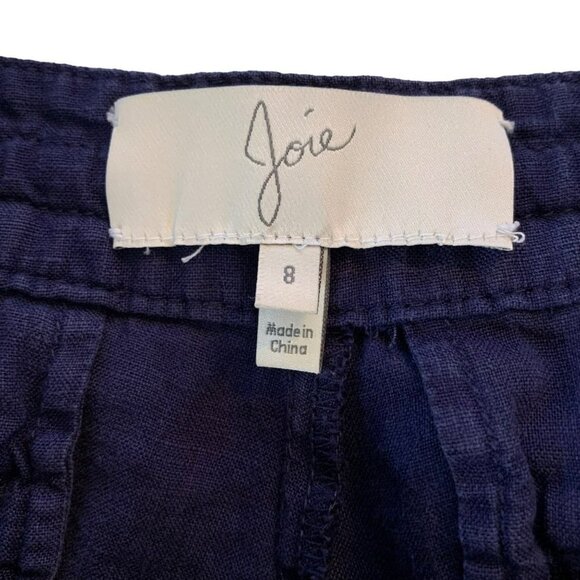 Joie 100% Linen Navy Blue Drawstring Pants Size 8 - Picture 3 of 9
